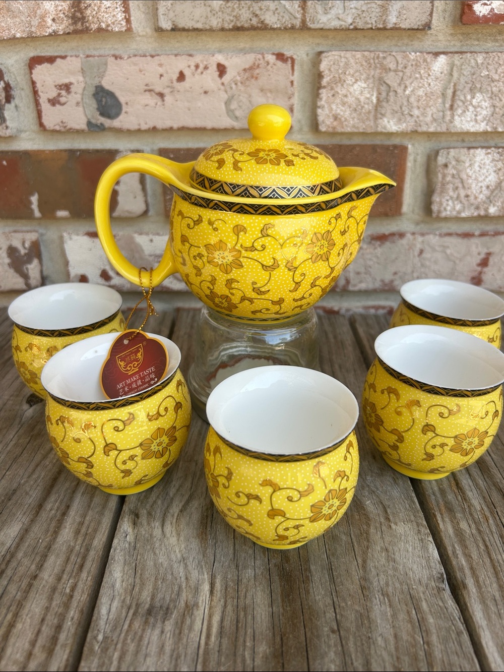 Vintage oriental, ceramic teapot and cups